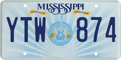MS license plate YTW874