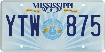 MS license plate YTW875