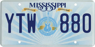 MS license plate YTW880