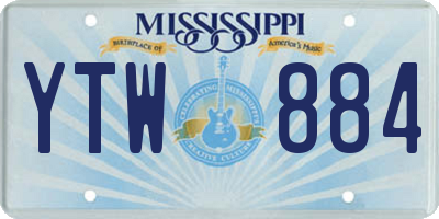 MS license plate YTW884