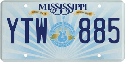 MS license plate YTW885