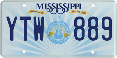MS license plate YTW889