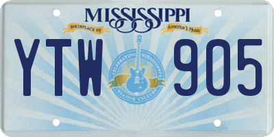 MS license plate YTW905