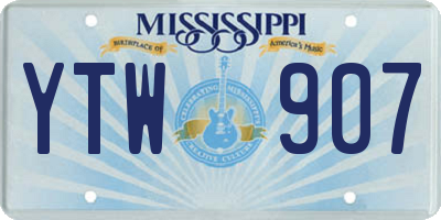 MS license plate YTW907