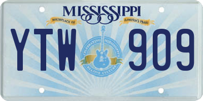 MS license plate YTW909