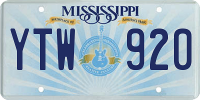 MS license plate YTW920