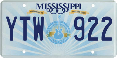 MS license plate YTW922