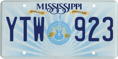 MS license plate YTW923