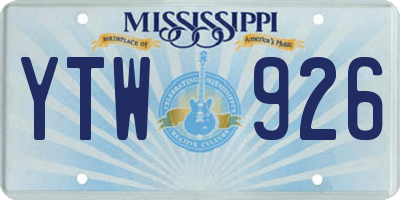 MS license plate YTW926