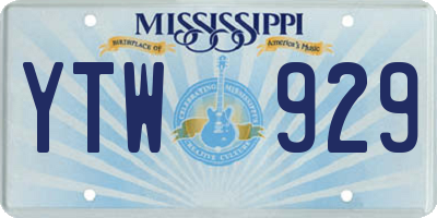 MS license plate YTW929