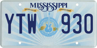 MS license plate YTW930
