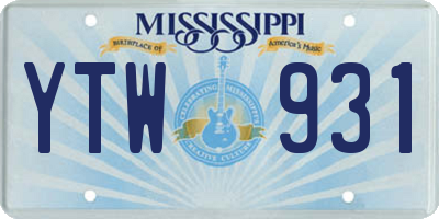 MS license plate YTW931
