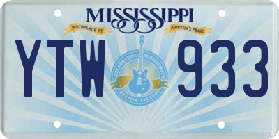 MS license plate YTW933