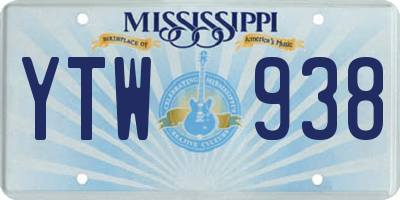 MS license plate YTW938