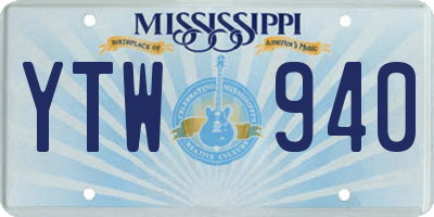 MS license plate YTW940