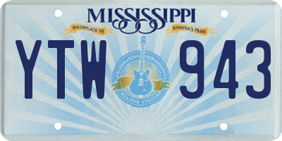 MS license plate YTW943