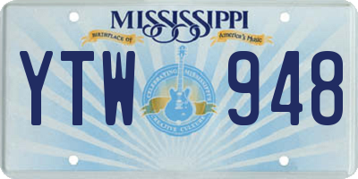 MS license plate YTW948
