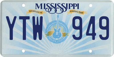 MS license plate YTW949