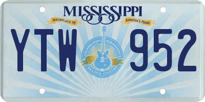 MS license plate YTW952