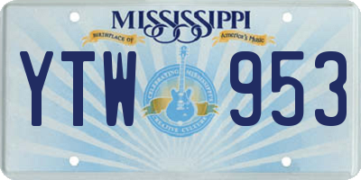 MS license plate YTW953