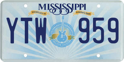 MS license plate YTW959