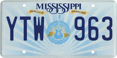 MS license plate YTW963