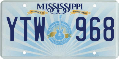 MS license plate YTW968