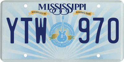 MS license plate YTW970
