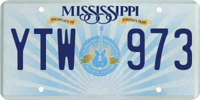MS license plate YTW973