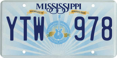 MS license plate YTW978