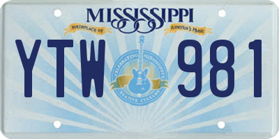 MS license plate YTW981