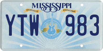 MS license plate YTW983