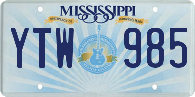 MS license plate YTW985