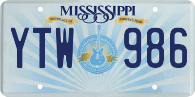 MS license plate YTW986