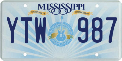 MS license plate YTW987