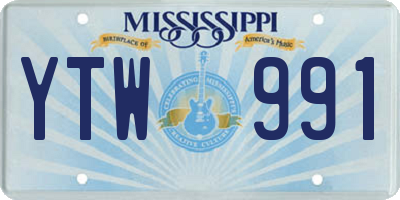 MS license plate YTW991