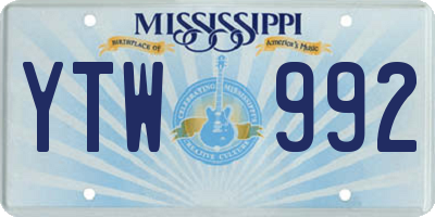 MS license plate YTW992