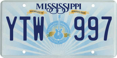 MS license plate YTW997
