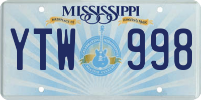 MS license plate YTW998