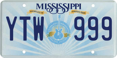 MS license plate YTW999