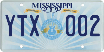 MS license plate YTX002
