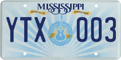 MS license plate YTX003