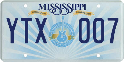 MS license plate YTX007