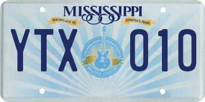 MS license plate YTX010