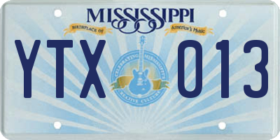 MS license plate YTX013