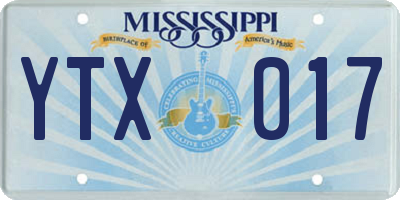 MS license plate YTX017