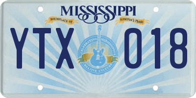 MS license plate YTX018