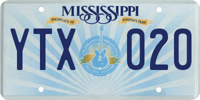 MS license plate YTX020