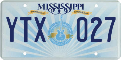 MS license plate YTX027