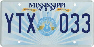 MS license plate YTX033